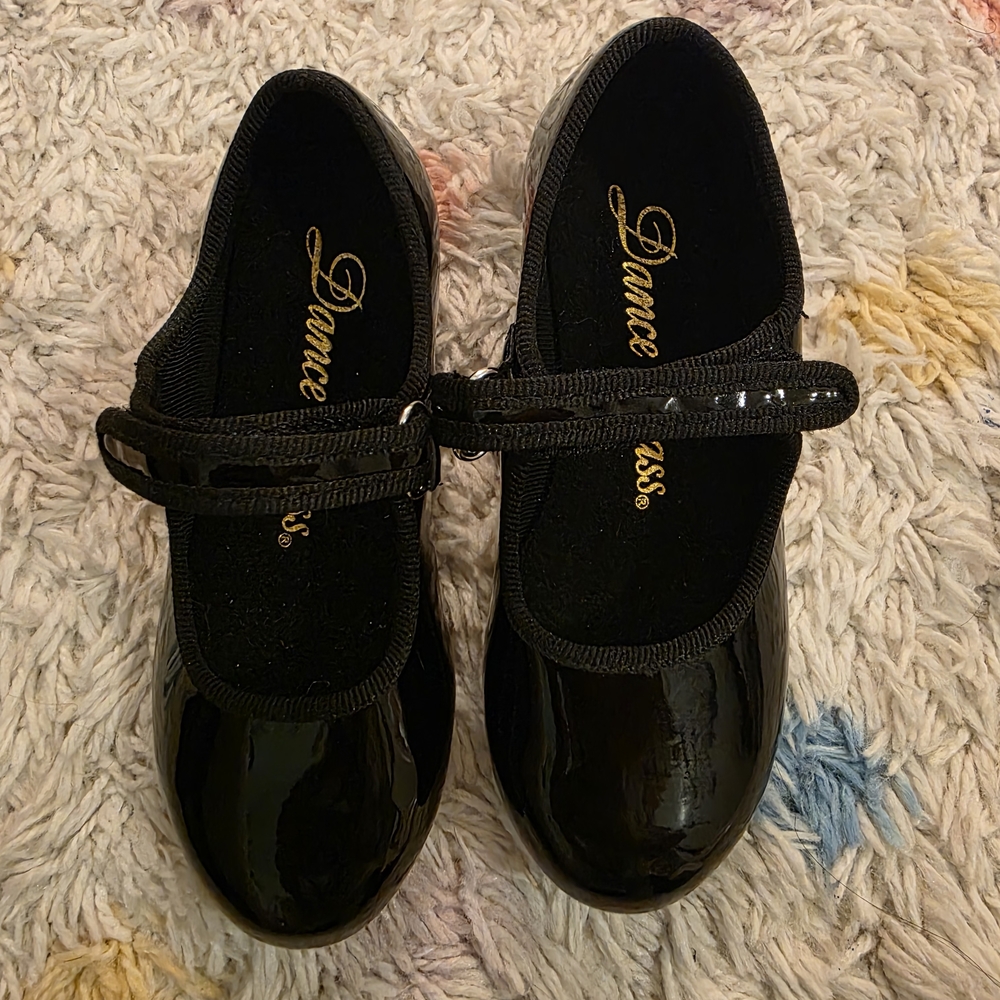 Tab Dance Class Shiny Black Kids Dress Shoes